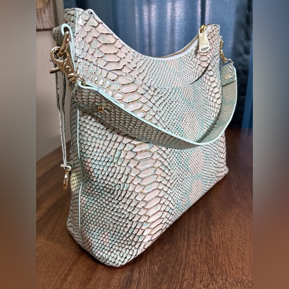 Brahmin NWOT Bristol Hobo-Opal Shimmer-Snake Embossed Leather-HTF-RARE - Picture 4 of 16